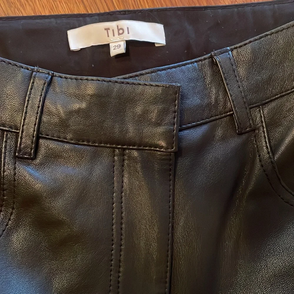 TIBI Bkack Leather Sid Pant - Picture 3 of 5